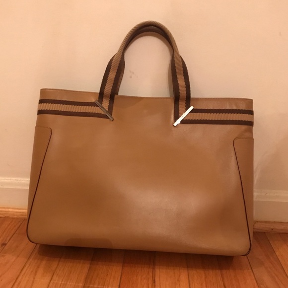 vintage leather tote bag